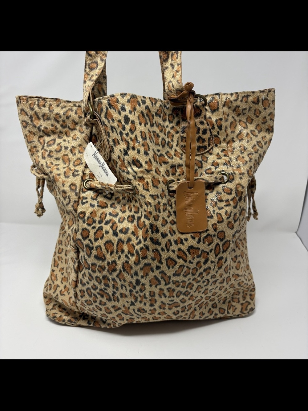 Neiman Marcus Leopard-Print Tote Bag - Brown/Tan/Black